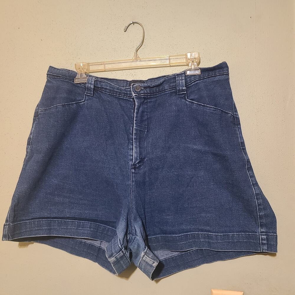 Lee Long High Rise 100% Cotton Denim Bareback Mom Shorts Womens 16 Blue